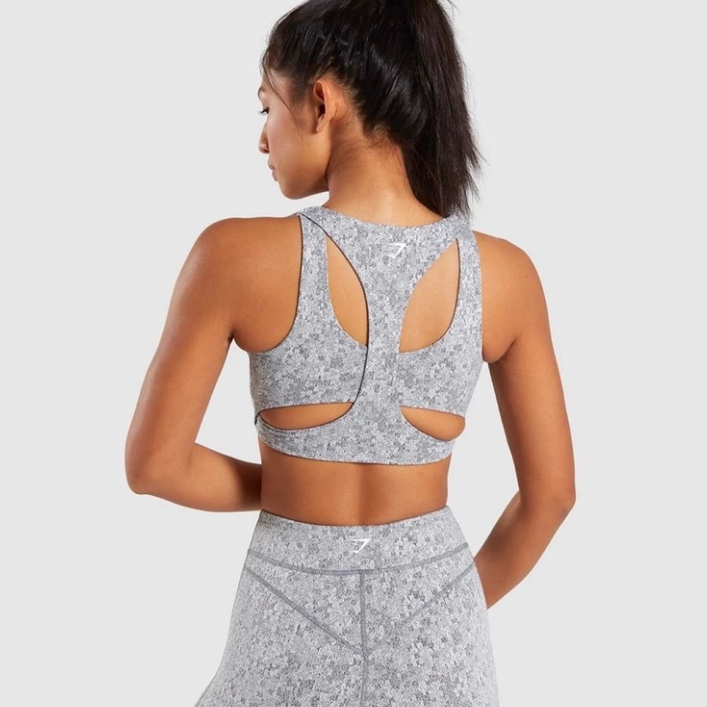 Gymshark Set - Fleur Texture Leggings & Sports Bra Charcoal Marl